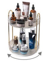 Asayuee front view showing clear 2-tier vanity organizer and tidy cosmetics