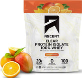 Ascent front packaging showing Orange Mango flavor and 20 servings benefit