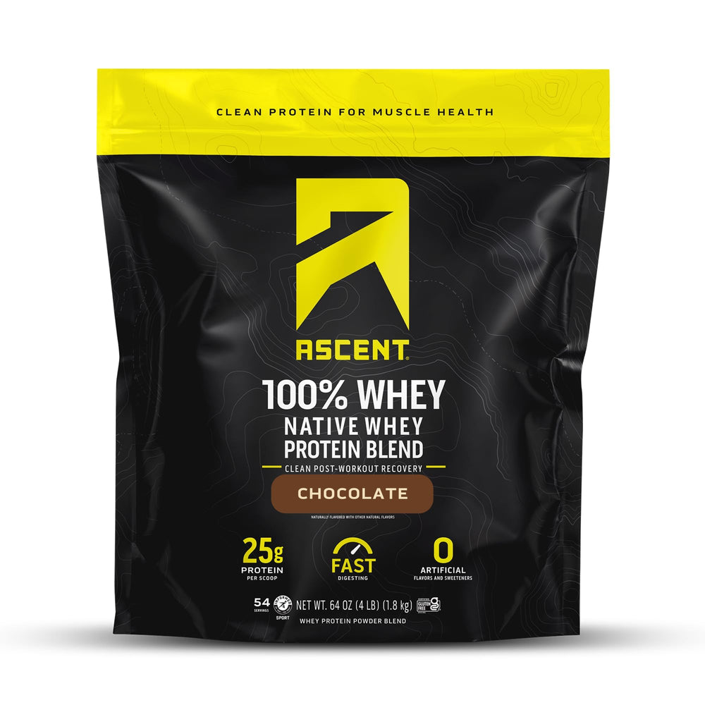 Ascent front packaging showing chocolate 4 lb pouch and clean branding for quick ID