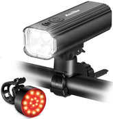 Ascher front headlight mounted on handlebar showing bright benefit