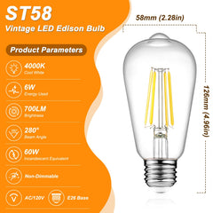 Ascher clear glass ST58 close-up showing visible filament design