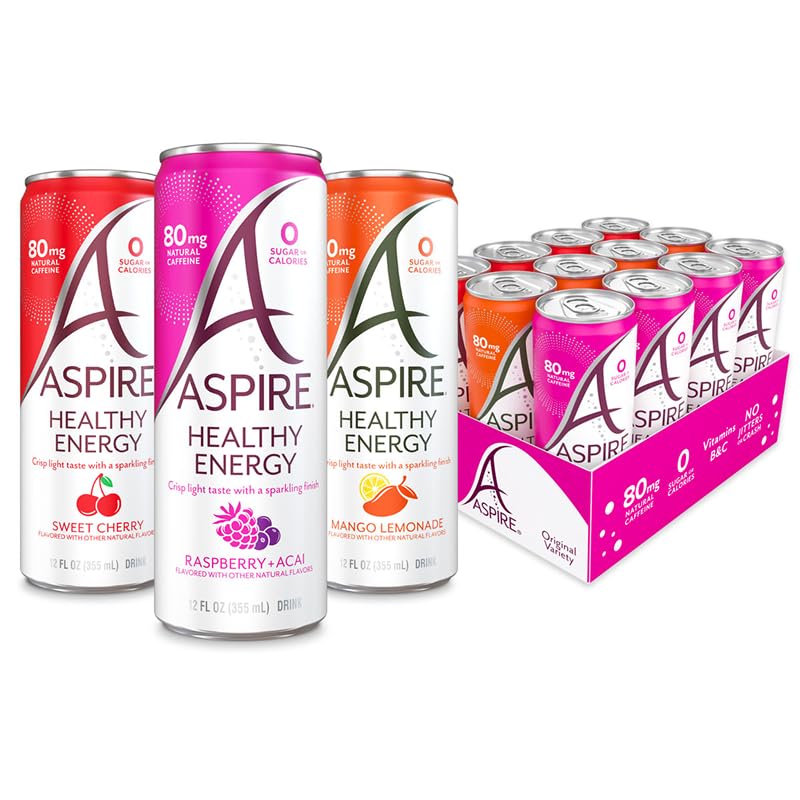 ASPIRE 12 pack front view showing cans and variety pack benefits
