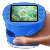 ASPOVEN front view showing blue handheld microscope and screen, ready for exploration