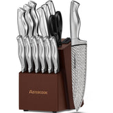 Astercook front view with block and all knives showing organized storage and convenience