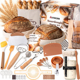 Astercook front kit display showing all included sourdough tools and baskets, promoting convenience