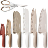 Astercook full 13-piece set displayed, shows all knives and guards for versatile cooking
