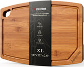 Astercook cutting board front view showing full prep surface and warm finish