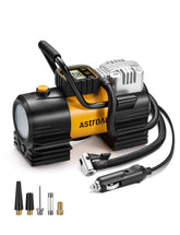 AstroAI front view showing compact metal inflator and sturdy construction benefit convenience