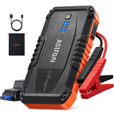 AstroAI S8 front view showing compact jump starter and rugged casing benefits