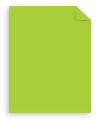 Astrobrights stacked Bright Green sheets side profile demonstrating thickness benefit