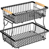 Astrorhine front view of two-tier basket showing organized produce and accessible storage