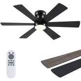 Asyko black fan front view showing modern finish and sleek look