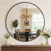 Atilioo round mirror front view showing clean silhouette and modern appeal