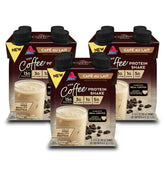 Atkins front packaging showing café au lait shake and convenience