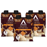 Atkins front packaging showing 12-pack and nutrition highlights for quick choice