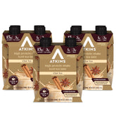 Atkins chai tea latte front packaging showing convenient 12-count box and benefits