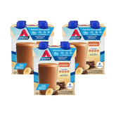 Atkins front packaging showing bottle and product name, highlights convenience