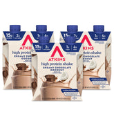 Atkins front packaging showing 12-count case and flavor benefit