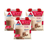 Atkins front packaging showing 12-count keto friendly shakes and convenience