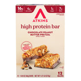 Atkins front packaging showing 12-count box and brand for quick grab-and-go use