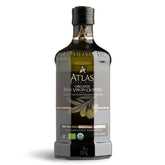 A ATLAS OLIVE OILS front-label on 500 mL bottle showing organic certification and clear branding benefit