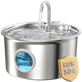 ATMZIQXR stainless steel fountain front view showing sleek durable design and benefit of rust resistance