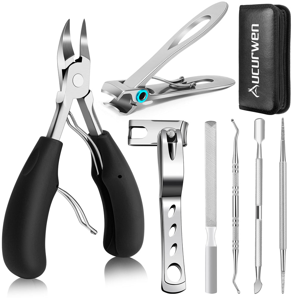 Aucurwen front packaging showing full 7-piece pedicure set for easy storage