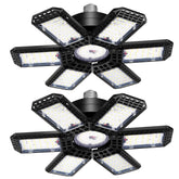 AUDLES front view of both 200W garage lights showing bright design and broad coverage