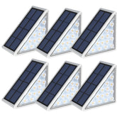 AUDLES front view of six solar step lights showing consistent glow for safety