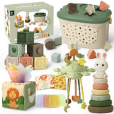 Auezona front packaging in retro green showing full 5-in-1 set and gift box benefits