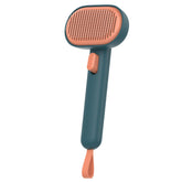 Aumuca front view of slicker brush showing ergonomic profile and full bristle bed for efficient grooming