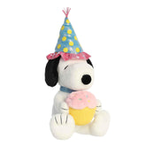 Aurora Snoopy front view showing full plush and birthday outfit, perfect gift appeal