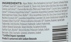 Avalon Organics ingredient label highlighting organic botanicals and no parabens