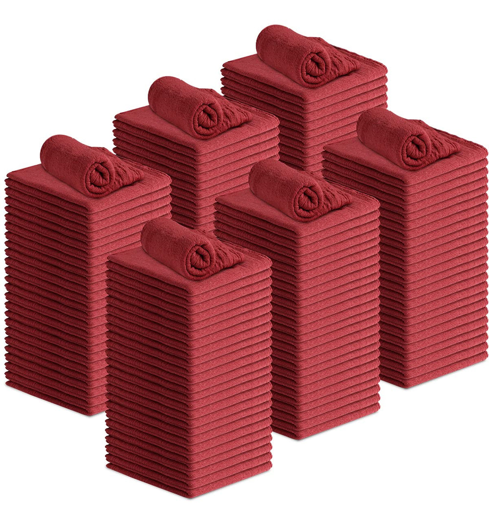 Avalon Towels front pack showing bulk 150 red rags for cost savings