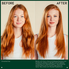Person using Aveda shampoo in shower, demonstrates softening effect in use