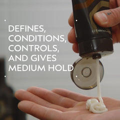 Aveda Men grooming cream pump/dose closeup illustrating easy dispensing and controlled use