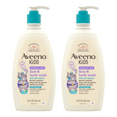 Aveeno Baby front view of twin pack showcasing size and gentle formula benefits