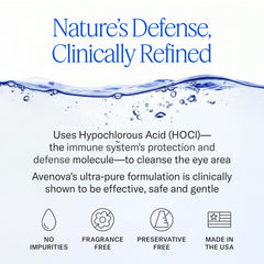 Avenova spray nozzle detail illustrating easy, no-rinse eyelid application