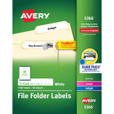 Avery front packaging showing quantity and label size for easy selection