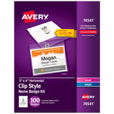Avery clear badge holder front view showing readable name and professional look