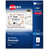 Avery postcard front view showing clean printable surface and design potential