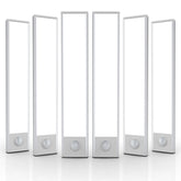 AVEVA front view of six white LED under-cabinet lights showing clean design and bright output