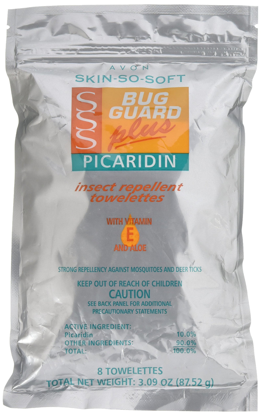 Avon SSS Bug Guard Plus pouch front view showing compact travel size and benefits
