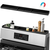 AWOKE front view of 30-inch magnetic stove top shelf showing tidy spice storage benefit