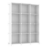 AWTATOS front view of 12-cube white organizer showing neat storage benefits