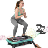 AXV vibration plate front view showing stable platform and footprint benefit