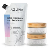Azuna front packaging showing two jars and refill benefits