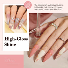 AZUREBEAUTY color swatch array of 20 nude and pink shades for mixable looks