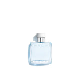 Azzaro Chrome front bottle showing fresh Mediterranean style and travel-ready benefit