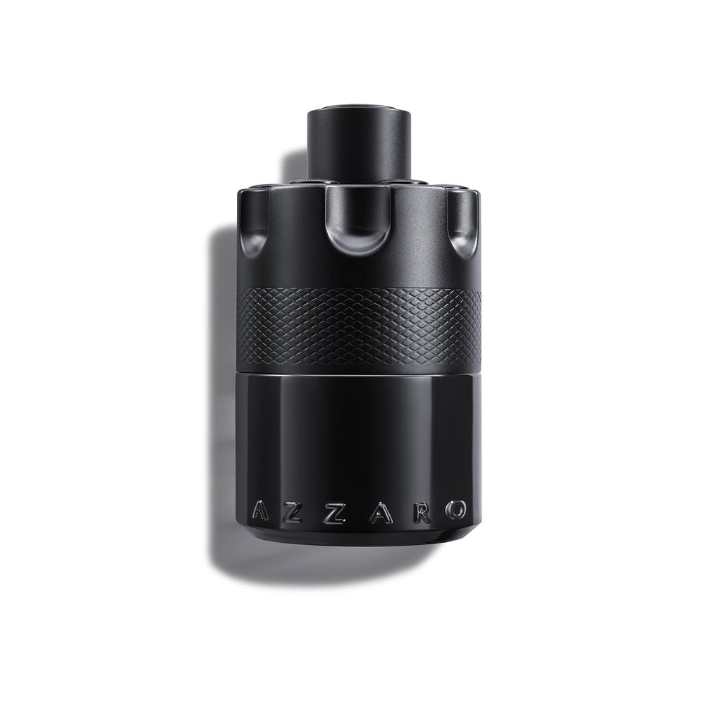Azzaro The Most Wanted bottle front showing bold matte black design and confident appeal